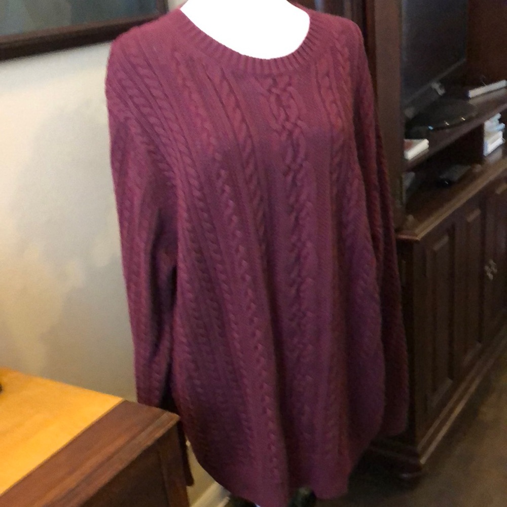 Amazon Essentials Purple Crew Neck Sweater Cable Knit